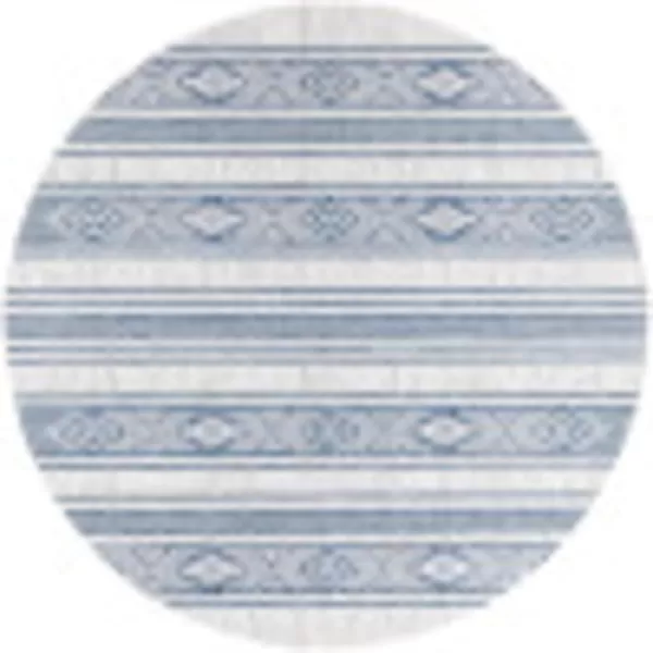 Artistic Weavers Esperanza Striped Outdoor Area RugBright BlueWhite 53 Round