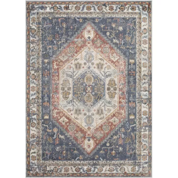 Artistic Weavers Gohar Vintage Medallion Area Rug 53 x 7 DenimBrown53 x 7 RustDenim