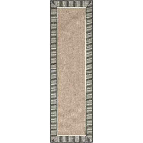 Artistic Weavers Hampshire Solid Border Outdoor Area Rug 73 Square Taupe25 x 1110 BlackCamel