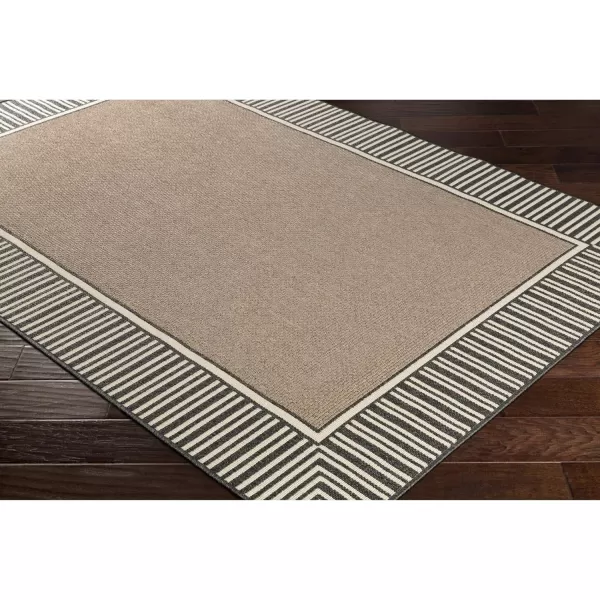 Artistic Weavers Hampshire Solid Border Outdoor Area Rug 73 Square Taupe25 x 1110 BlackCamel