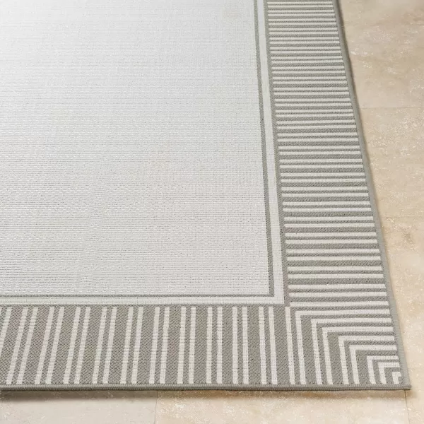 Artistic Weavers Hampshire Solid Border Outdoor Area Rug 73 Square Taupe25 x 1110 TaupeWhite