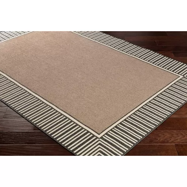 Artistic Weavers Hampshire Solid Border Outdoor Area Rug 73 Square Taupe25 x 45 Black