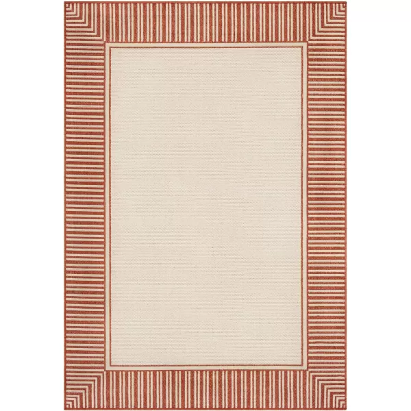 Artistic Weavers Hampshire Solid Border Outdoor Area Rug 73 Square Taupe25 x 45 Burnt Orange