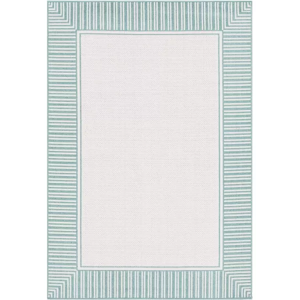 Artistic Weavers Hampshire Solid Border Outdoor Area Rug 73 Square Taupe25 x 45 TealWhite