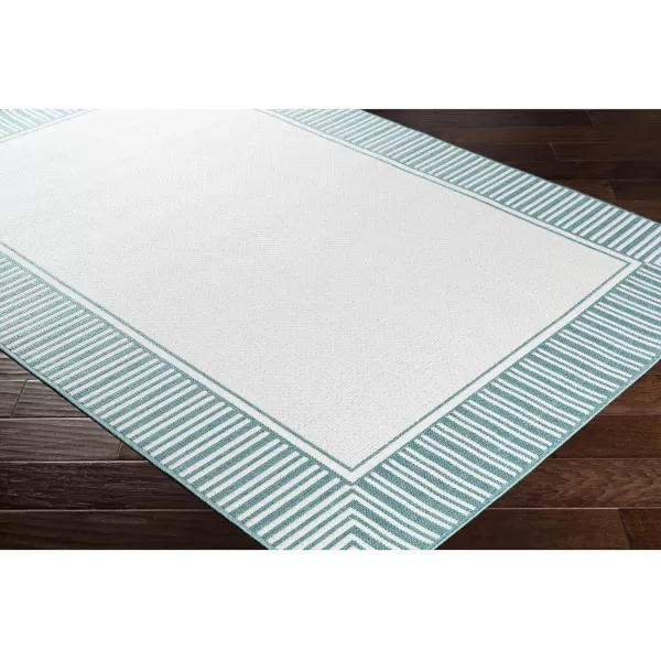 Artistic Weavers Hampshire Solid Border Outdoor Area Rug 73 Square Taupe25 x 45 TealWhite