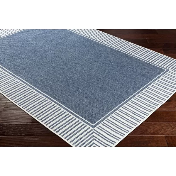 Artistic Weavers Hampshire Solid Border Outdoor Area Rug 73 Square Taupe25 x 710 Denim