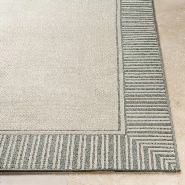 Artistic Weavers Hampshire Solid Border Outdoor Area Rug 73 Square Taupe37 x 57 Green