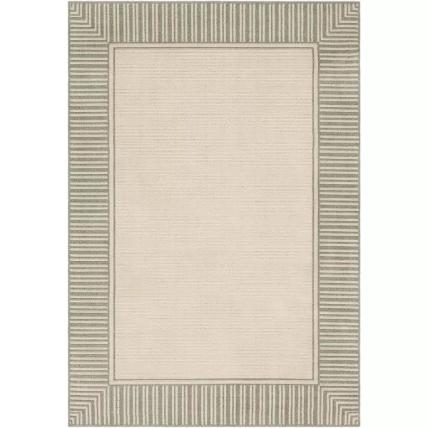 Artistic Weavers Hampshire Solid Border Outdoor Area Rug 73 Square Taupe37 x 57 Green