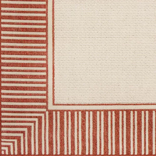 Artistic Weavers Hampshire Solid Border Outdoor Area Rug 73 Square Taupe37 x 57 Orange