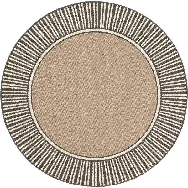 Artistic Weavers Hampshire Solid Border Outdoor Area Rug 73 Square Taupe53 Round Black