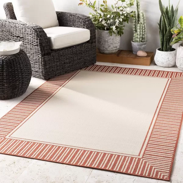 Artistic Weavers Hampshire Solid Border Outdoor Area Rug 73 Square Taupe53 Round Orange