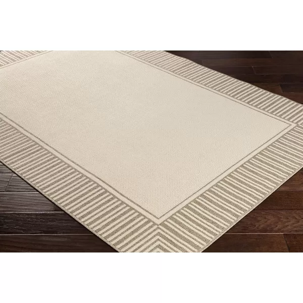 Artistic Weavers Hampshire Solid Border Outdoor Area Rug 73 Square Taupe53 x 77 Brown