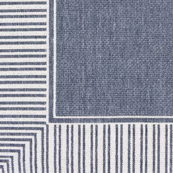 Artistic Weavers Hampshire Solid Border Outdoor Area Rug 73 Square Taupe53 x 77 Denim