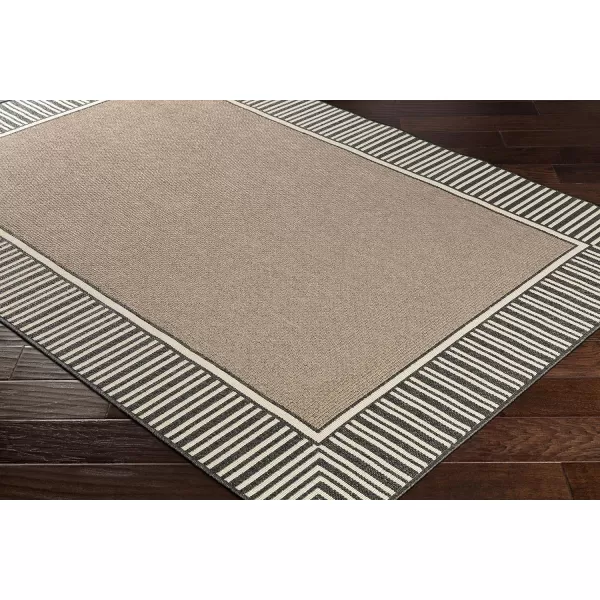 Artistic Weavers Hampshire Solid Border Outdoor Area Rug 73 Square Taupe73 Round Black