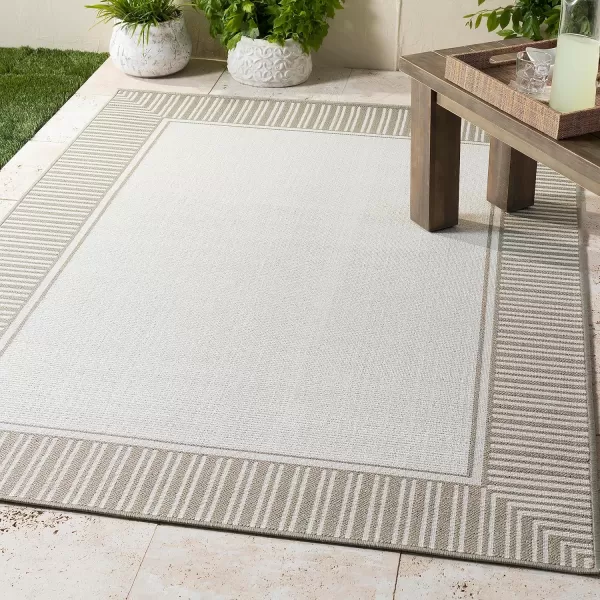 Artistic Weavers Hampshire Solid Border Outdoor Area Rug 73 Square Taupe73 Round Taupe