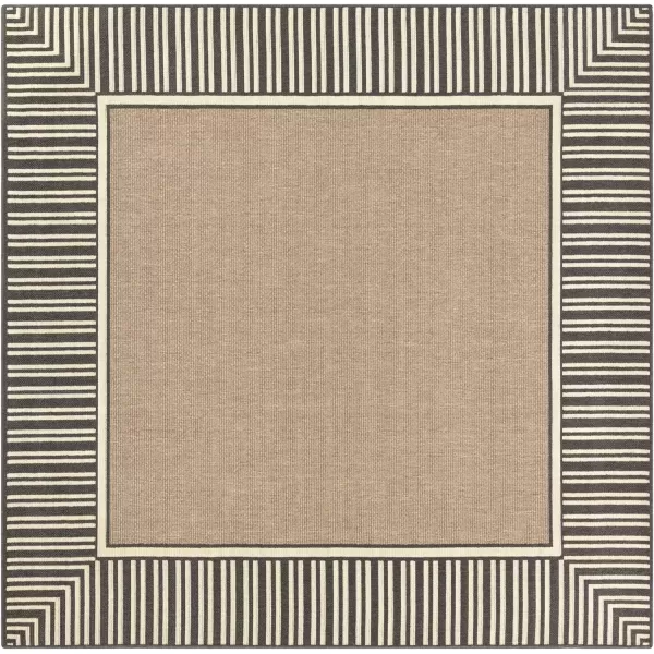 Artistic Weavers Hampshire Solid Border Outdoor Area Rug 73 Square Taupe73 Square Black