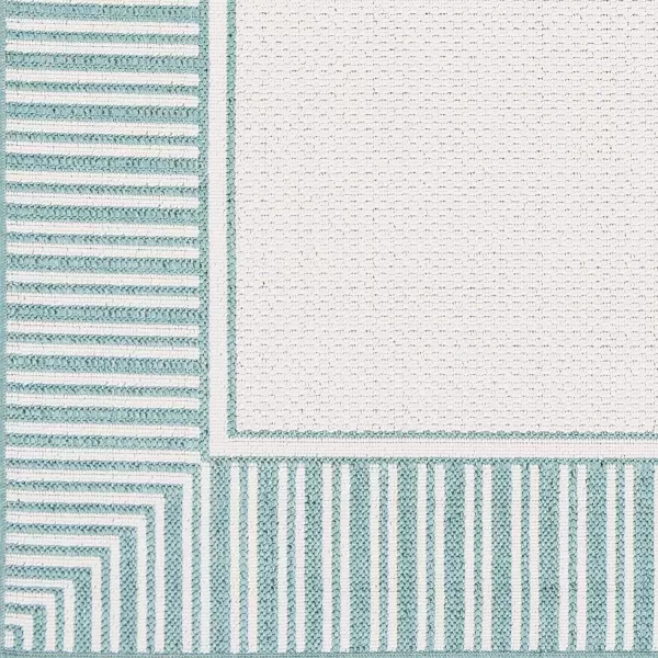 Artistic Weavers Hampshire Solid Border Outdoor Area Rug 73 Square Taupe73 Square Blue