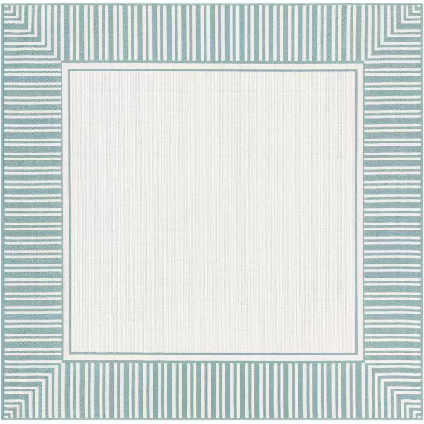 Artistic Weavers Hampshire Solid Border Outdoor Area Rug 73 Square Taupe73 Square Blue