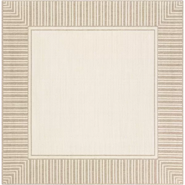 Artistic Weavers Hampshire Solid Border Outdoor Area Rug 73 Square Taupe73 Square Brown