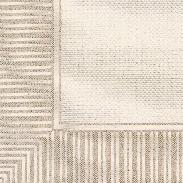 Artistic Weavers Hampshire Solid Border Outdoor Area Rug 73 Square Taupe73 Square Brown