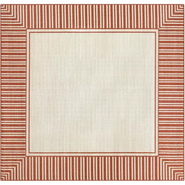 Artistic Weavers Hampshire Solid Border Outdoor Area Rug 73 Square Taupe73 Square Orange