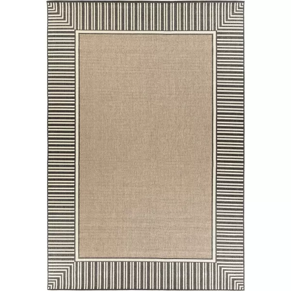 Artistic Weavers Hampshire Solid Border Outdoor Area Rug 73 Square Taupe73 x 106 Black