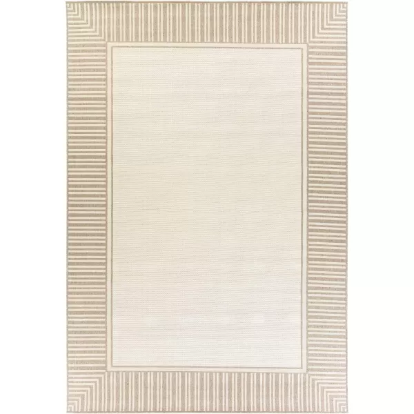 Artistic Weavers Hampshire Solid Border Outdoor Area Rug 73 Square Taupe73 x 106 CamelCream