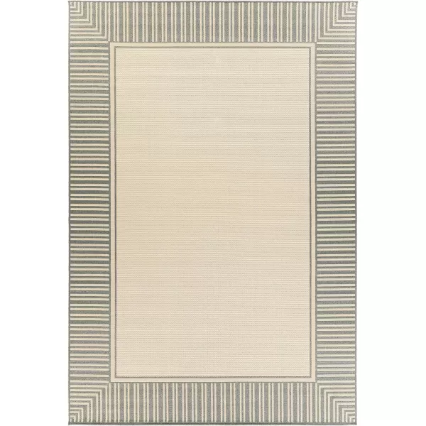 Artistic Weavers Hampshire Solid Border Outdoor Area Rug 73 Square Taupe73 x 106 Green