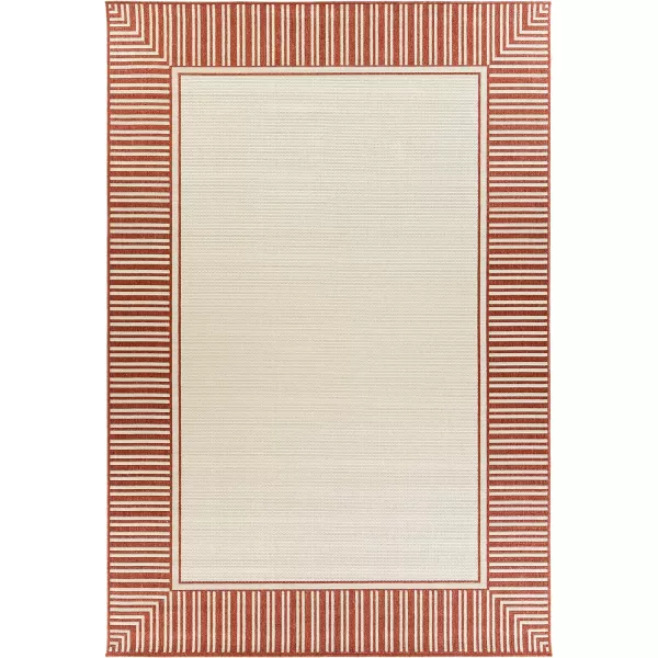 Artistic Weavers Hampshire Solid Border Outdoor Area Rug 73 Square Taupe73 x 106 Orange