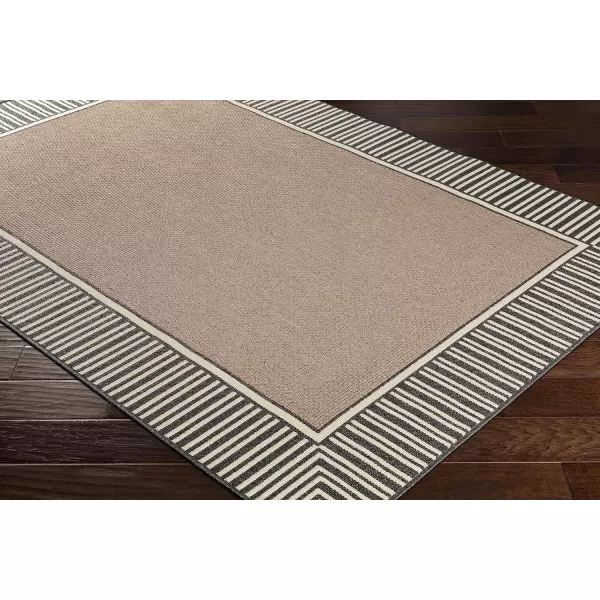 Artistic Weavers Hampshire Solid Border Outdoor Area Rug 73 Square Taupe810 Round Black