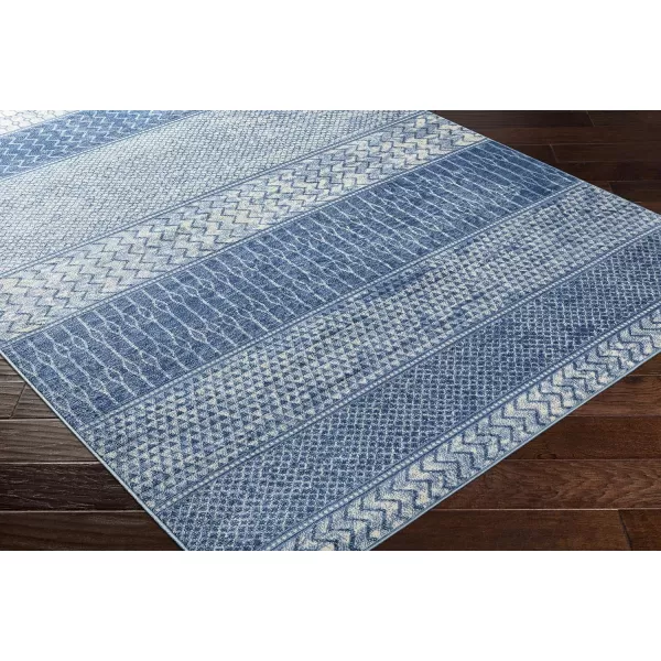 Artistic Weavers Hana Modern Moroccan Area Rug67 SquareSilver GreyRectangular Bright Blue 5 ft 3 in x 7 ft 3 in