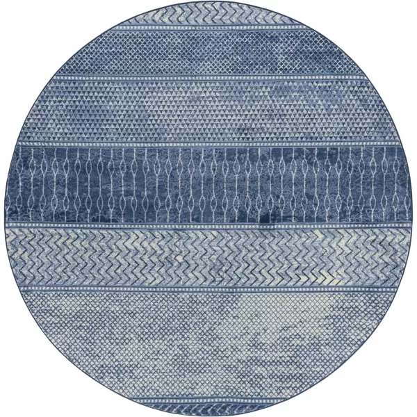 Artistic Weavers Hana Modern Moroccan Area Rug67 SquareSilver GreyRound Bright Blue 7 ft 10 in