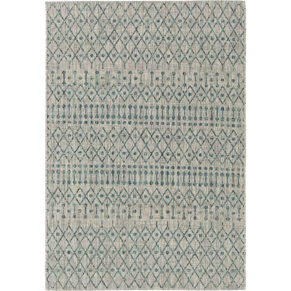 Artistic Weavers Hinata Bohemian Outdoor Area Rug 67 Square Black53 x 77 Aqua