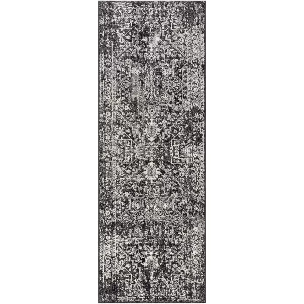 Artistic Weavers Janine Vintage Medallion Area Rug12 x 18GreyBlack 27 x 73