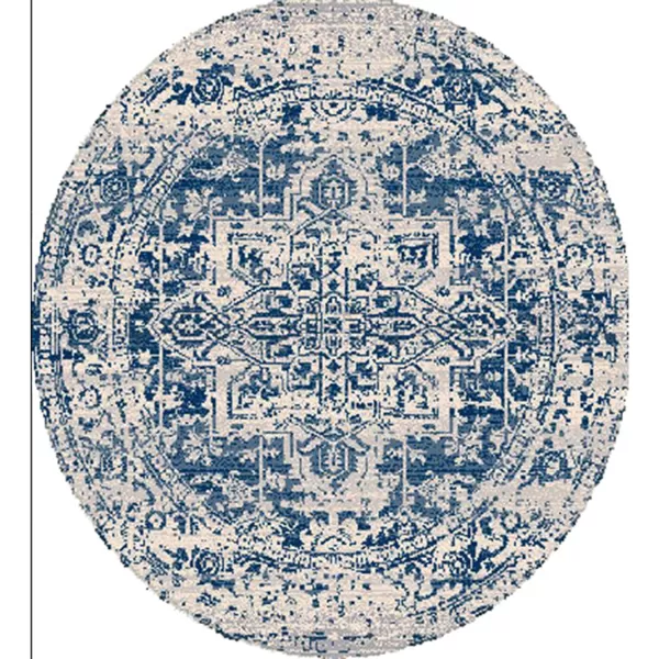 Artistic Weavers Janine Vintage Medallion Area Rug12 x 18GreyNavy 53 Round