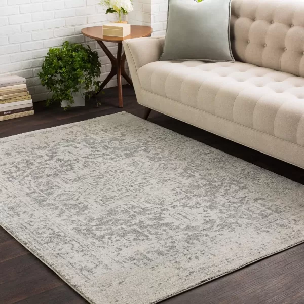 Artistic Weavers Janine Vintage Medallion Area Rug12 x 18GreyWhiteGray 710 Round