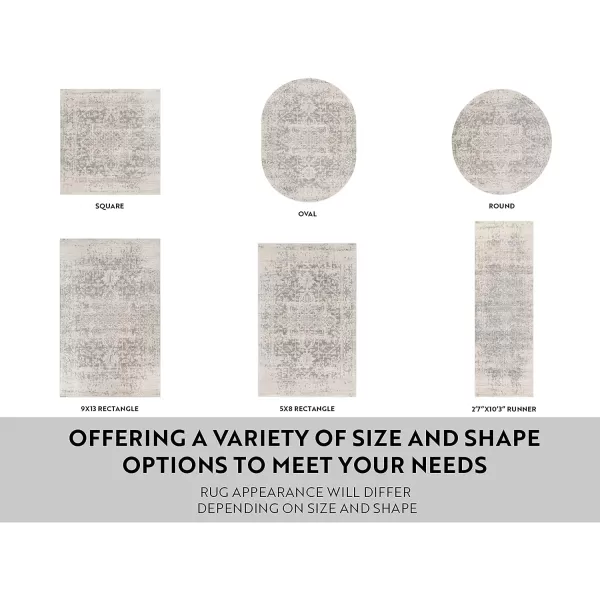 Artistic Weavers Janine Vintage Medallion Area Rug12 x 18GreyWhiteGray 710 Round