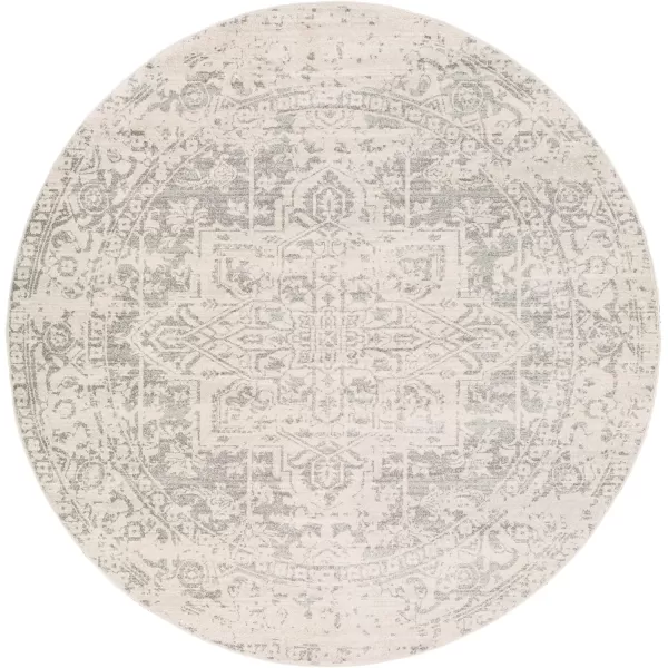 Artistic Weavers Janine Vintage Medallion Area Rug12 x 18GreyWhiteGray 710 Round