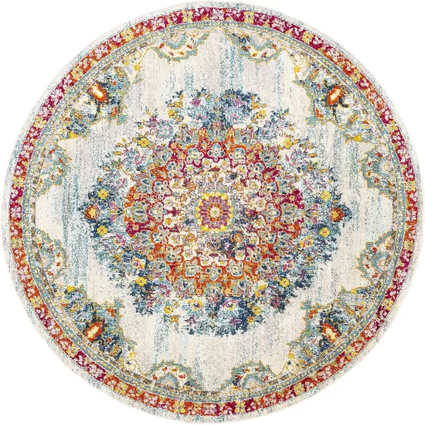 Artistic Weavers Kimber Area Rug 53 Round Gray and Teal53 Round Multicolored