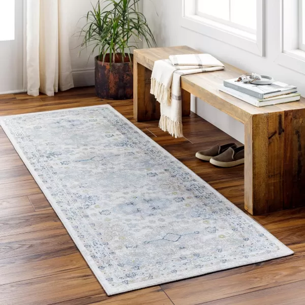 Artistic Weavers Lavadora Machine Washable Vintage Area Rug 53 x 7 Dark Blue27 x 73 Light Blue