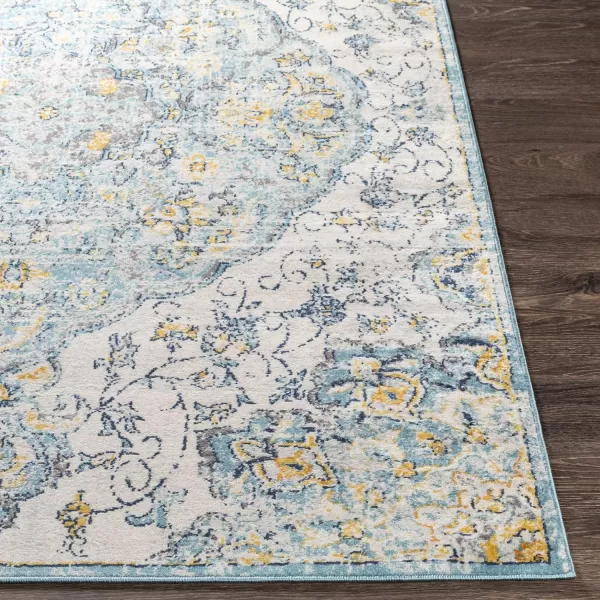 Artistic Weavers Lohena Vintage Medallion Area Rug53 x 71YellowLight Blue 6 ft 7 in x 9 ft