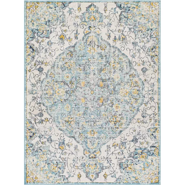 Artistic Weavers Lohena Vintage Medallion Area Rug53 x 71YellowLight Blue 6 ft 7 in x 9 ft