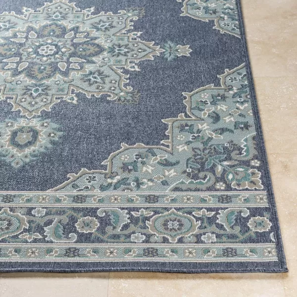 Artistic Weavers Maritza Oriental Outdoor Area Rug 53 x 77 BlackSeafoam25 x 1110 Denim