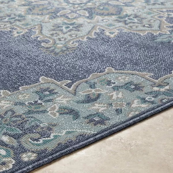 Artistic Weavers Maritza Oriental Outdoor Area Rug 53 x 77 BlackSeafoam25 x 1110 Denim