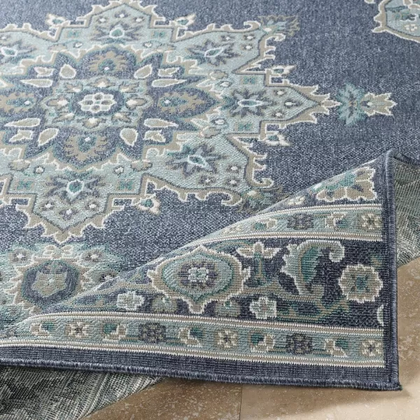 Artistic Weavers Maritza Oriental Outdoor Area Rug 53 x 77 BlackSeafoam25 x 1110 Denim