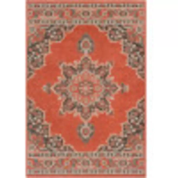 Artistic Weavers Maritza Oriental Outdoor Area Rug 53 x 77 BlackSeafoam25 x 45 Burnt Orange