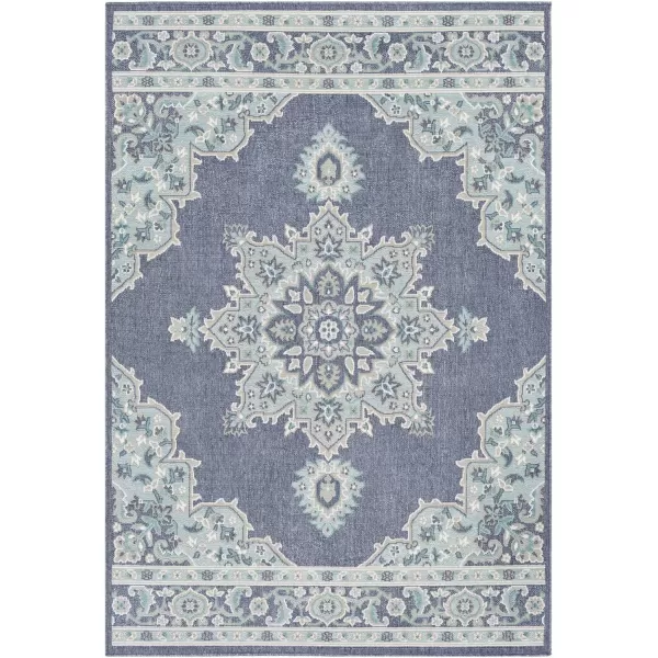 Artistic Weavers Maritza Oriental Outdoor Area Rug 53 x 77 BlackSeafoam25 x 45 Denim