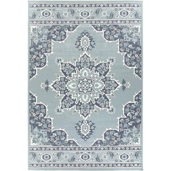 Artistic Weavers Maritza Oriental Outdoor Area Rug 53 x 77 BlackSeafoam73 x 106 Blue