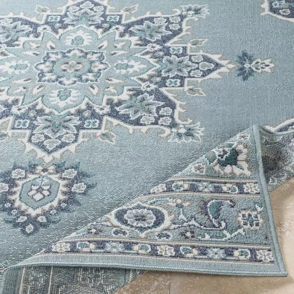 Artistic Weavers Maritza Oriental Outdoor Area Rug 53 x 77 BlackSeafoam810 Round Blue