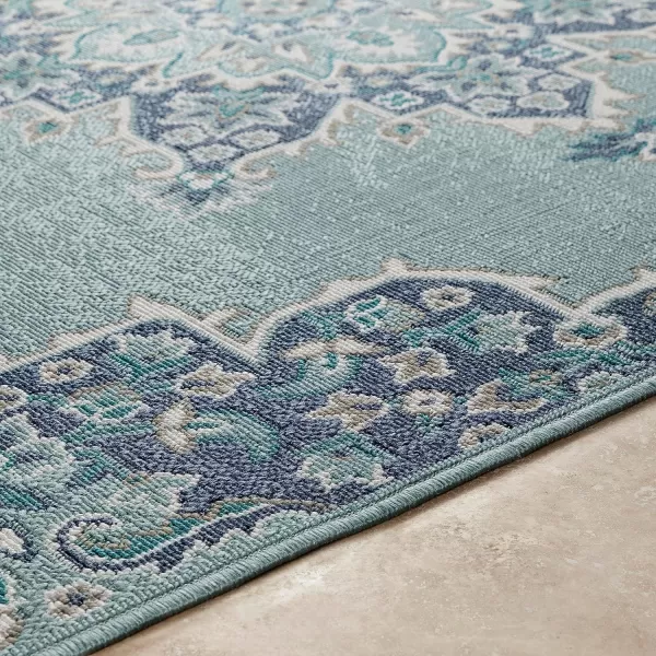 Artistic Weavers Maritza Oriental Outdoor Area Rug 53 x 77 BlackSeafoam810 Round Blue